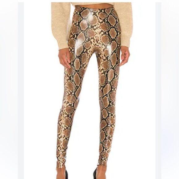 Commando Faux Leather Snakeskin Print Leggings - Picture 2 of 4